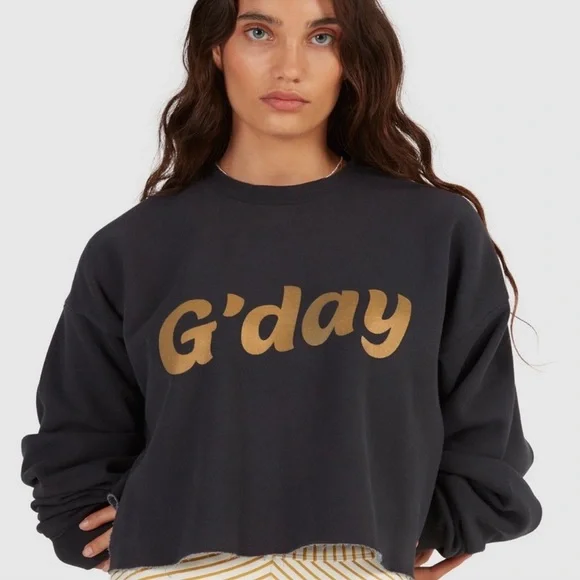 🔆BILLABONG🔆 Hey Gday Cropped Crewneck Sweatshirt - Picture 8 of 12